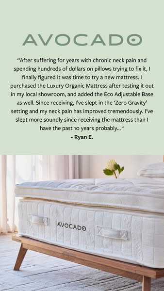 This image ad for Avocado features a testimonial from a customer named Ryan E. who praises the brand's Luxury Organi