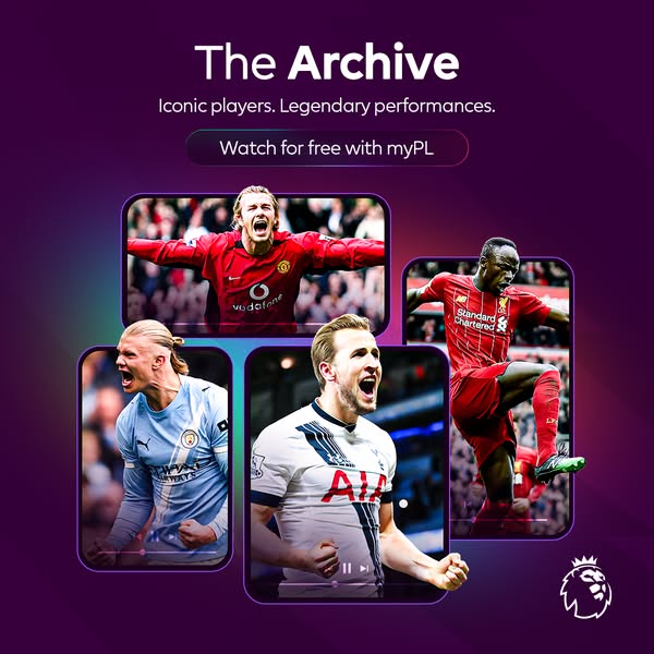 This ad for myPL promotes The Archive, featuring 'iconic players' and 'legendary performances'.