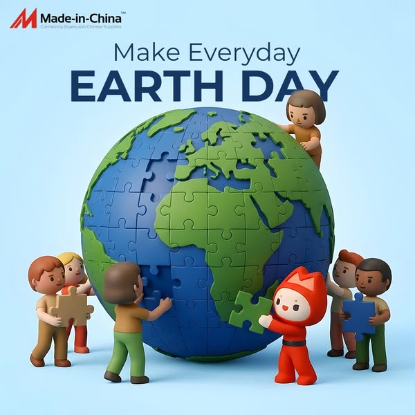 The ad promotes Made-in-China, a company that connects buyers with Chinese suppliers, by associating the brand with glob
