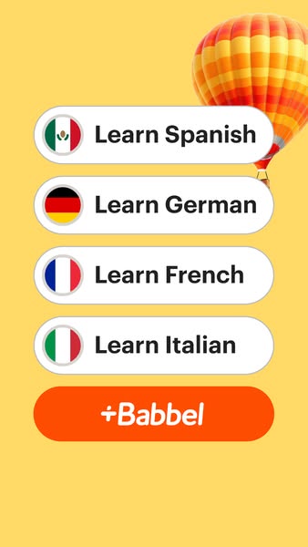 This ad for Babbel features a list of language options to learn, including Spanish, German, French, and Italian. The ad 