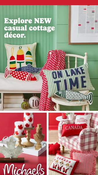 This image ad showcases various casual cottage decor items available at Michaels. The ad aims to inspire customers to ex