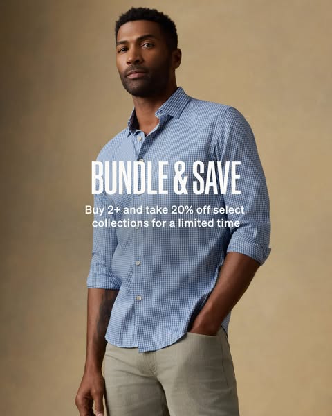 This image ad for Banana Republic features a male model wearing a button-down shirt and chinos. The ad promotes a limite