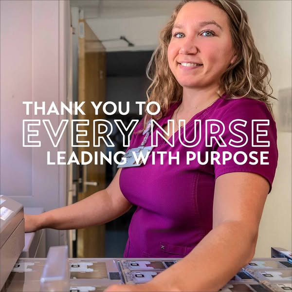 An image ad expressing gratitude towards nurses. It features a smiling nurse in scrubs and a message thanking all nurses