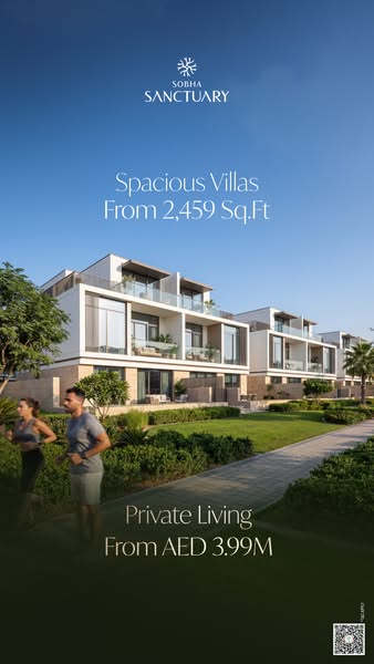 This real estate ad showcases Sobha Sanctuary villas, highlighting their spaciousness and the opportunity for private li