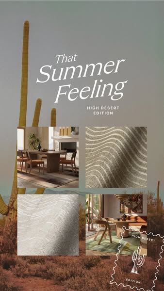 This image ad showcases furniture and rugs from the 'High Desert Edition'.