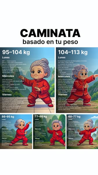 The ad image shows a graphic with a table that details a walking exercise routine. There are different exercises with di
