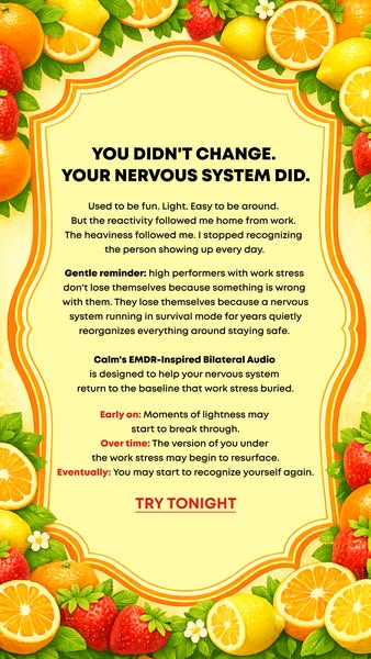 This ad aims to resonate with overworked individuals by acknowledging their feelings of being changed by stress and intr