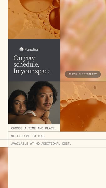 This ad from Function emphasizes that they will come to your home or location that you choose, and work around your sche