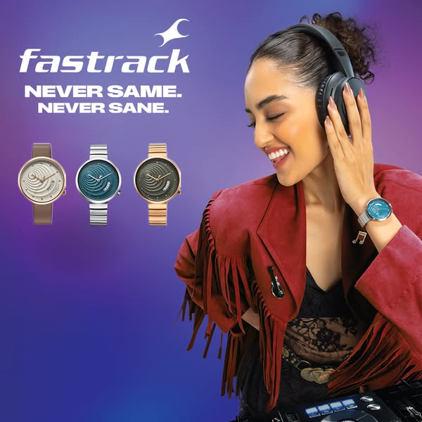 This ad features a DJ wearing a watch. The watches are designed with a turntable texture on the face. The ad's headl