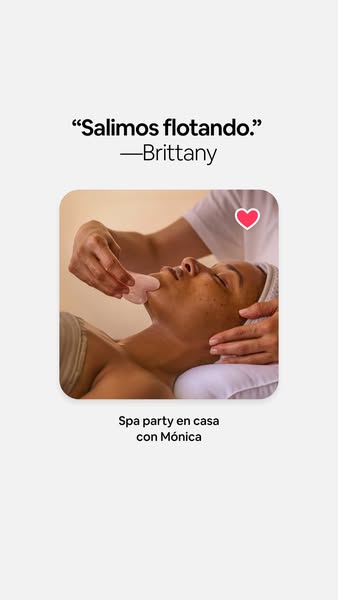 This ad shows a woman receiving a facial massage with a rose quartz tool. A customer testimonial is included at the top.