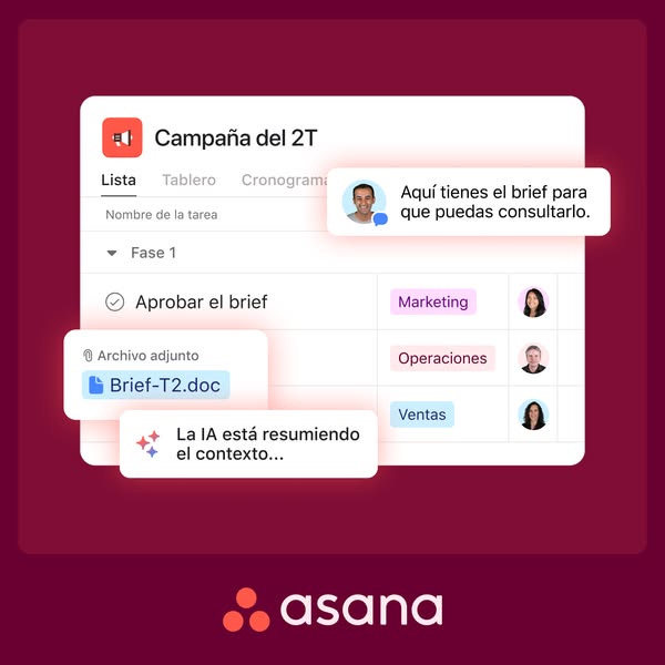 This ad showcases the Asana platform and its AI capabilities. It highlights how the platform can help teams manage proje