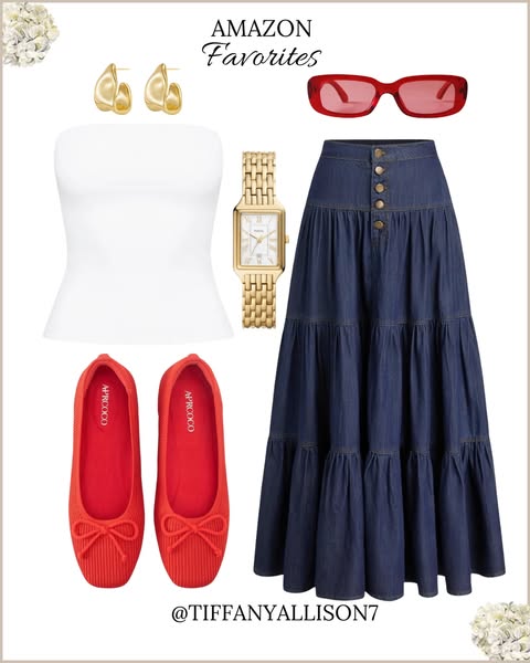 This image showcases an assortment of clothing and accessories available on Amazon, presented as an outfit suggestion.