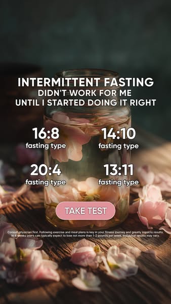 This ad highlights different types of intermittent fasting, and includes a button to take a test to determine which is r