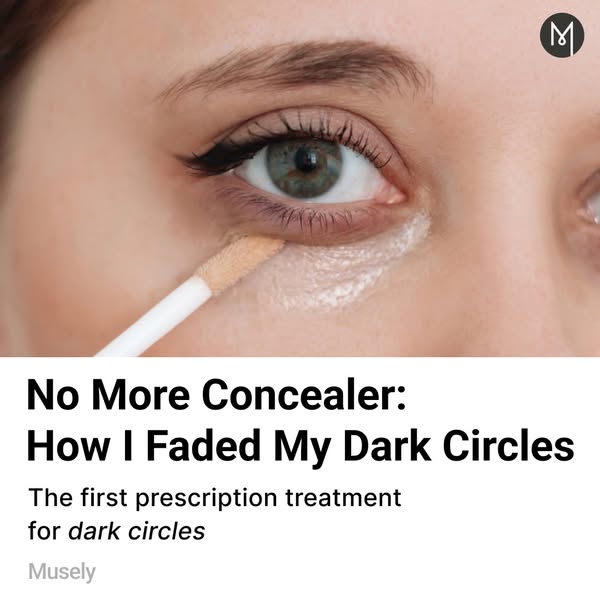 This image ad features a close-up of a woman's eye and under-eye area with a concealer applicator. The ad promotes a