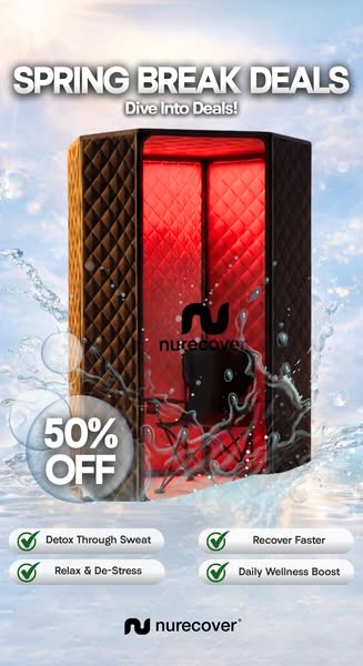 This ad promotes Nurecover's product, presenting it as a wellness solution to 'Detox Through Sweat,' 'Re