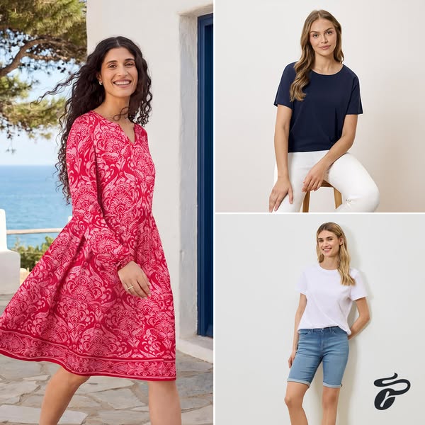 This ad showcases three different looks featuring clothing items sold by the brand.