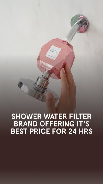 This ad promotes a shower water filter, highlighting a limited-time offer for the best price within a 24-hour window. Th