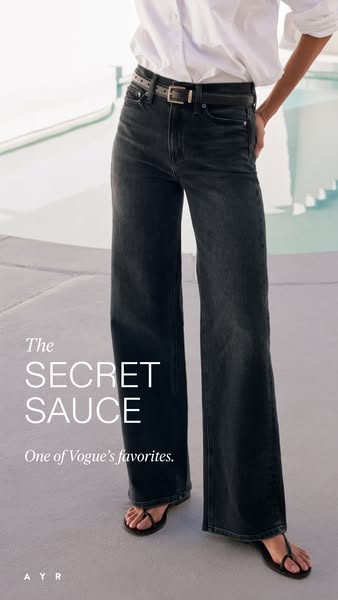 This ad showcases the AYR brand and their featured jean design. The goal is to communicate a luxury and effortless style
