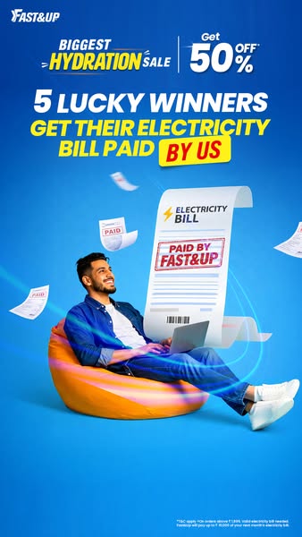 This ad by Fast&Up promotes their biggest hydration sale offering 50% off and the chance for 5 lucky winners to get 