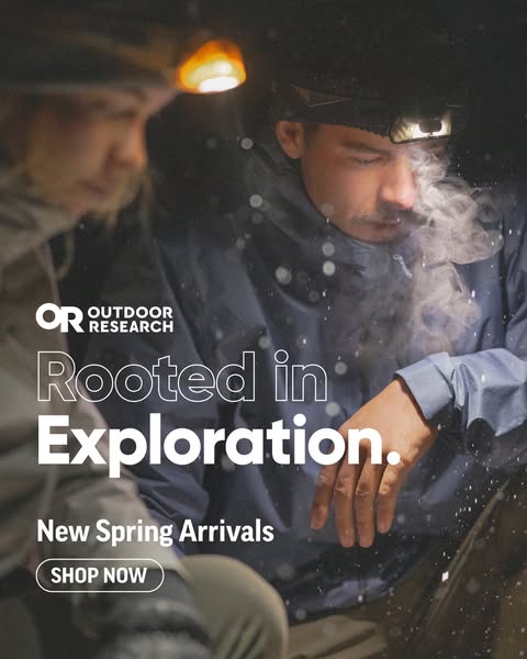 This ad for Outdoor Research highlights the brand's dedication to exploration by showing two people in an outdoor en