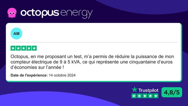 This ad uses a customer testimonial to highlight the benefits of Octopus Energy, specifically how their service helped r
