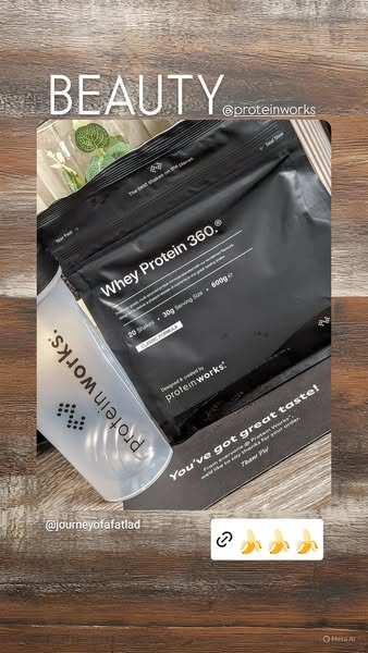 This image ad showcases Whey Protein 360 by Protein Works. It features the protein powder bag next to a Protein Works sh