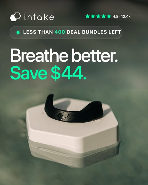 An image ad for Intake, highlighting its product designed to help people breathe better. The ad emphasizes a limited-tim