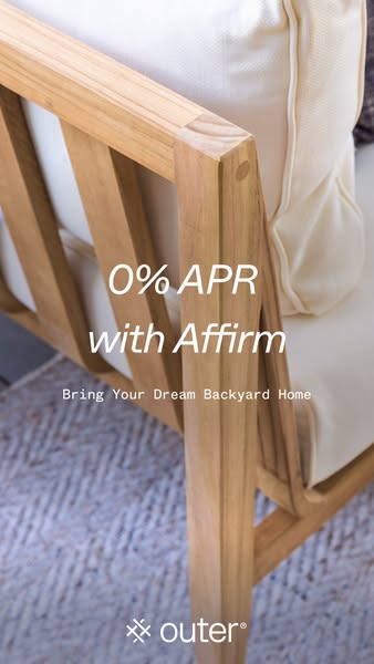 This ad features a close-up shot of an outdoor couch and emphasizes the company Outer's financing options via Affirm