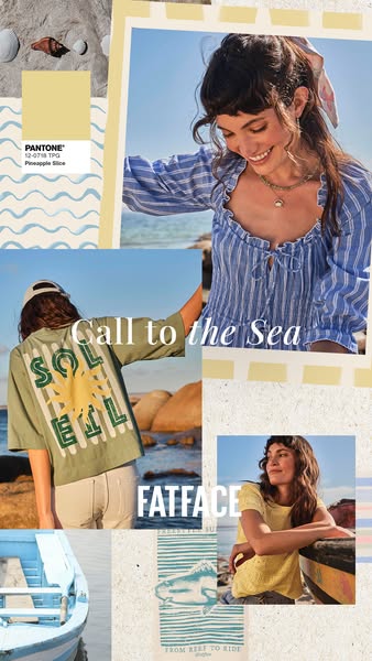 This ad for FatFace showcases its coastal-inspired clothing line with a breezy, summery aesthetic. The ad features a mon