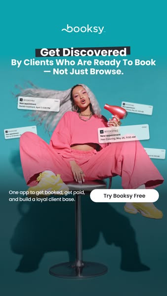 This ad for Booksy promotes the platform as a solution for beauty professionals to get discovered by clients who are rea