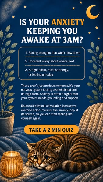 Image ad discussing symptoms and potential triggers of anxiety that is keeping you up at night, ultimately pushing the u