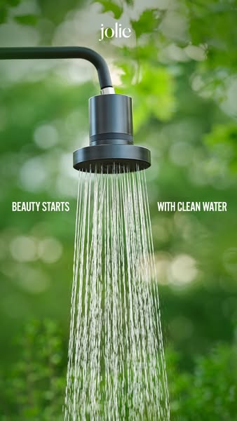 This ad showcases the Jolie showerhead with a focus on clean water for beauty. It highlights the connection between wate