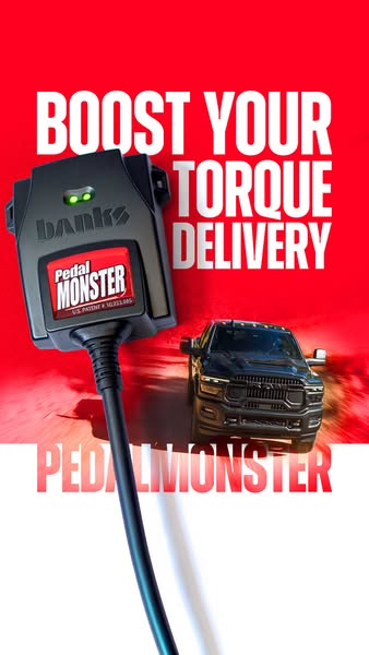 This ad promotes PedalMonster, a product that boosts torque delivery in vehicles. The ad features a close-up of the Peda