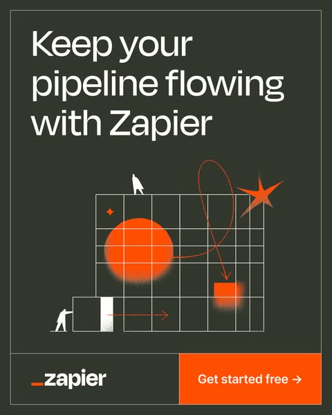 This ad for Zapier showcases the company's ability to help its customers keep their pipelines flowing. The ad uses a