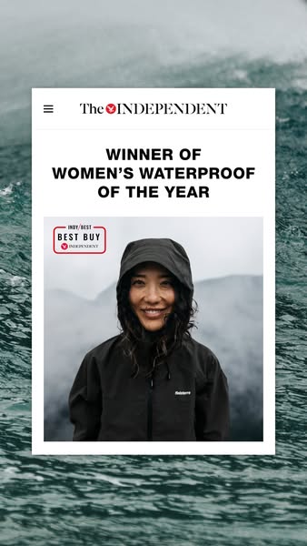 This ad uses the appearance of a third-party article to promote women's waterproof jackets.