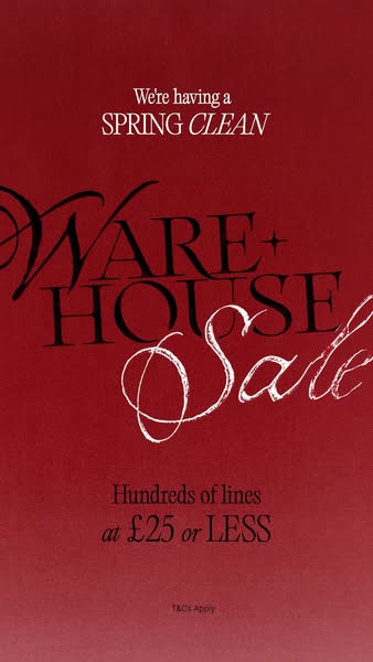 This ad is announcing a Spring Clean Warehouse Sale.