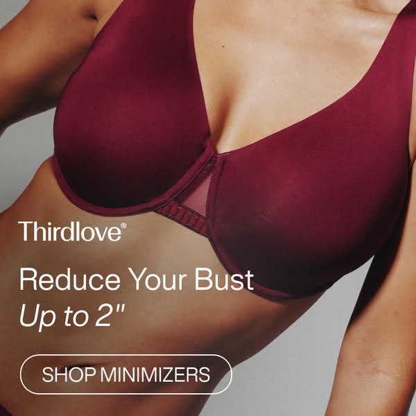 This ad for Thirdlove features a close up of a woman wearing a burgundy bra. The ad promotes the bra's ability to re