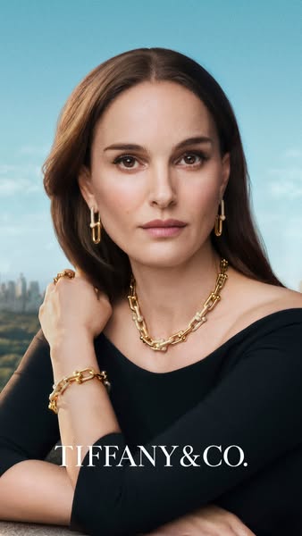 This ad features a portrait of Natalie Portman wearing jewelry from Tiffany & Co. The ad targets a high end audience