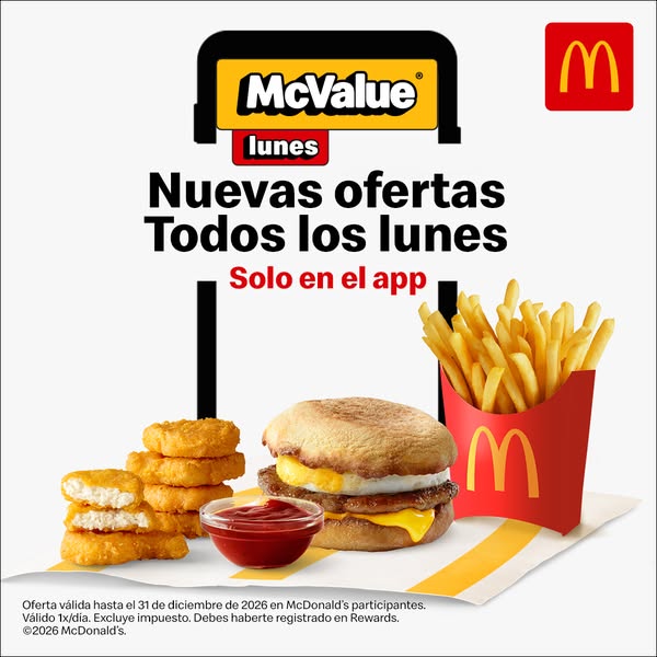 This McDonald's ad promotes new deals every Monday through the McDonald's app.