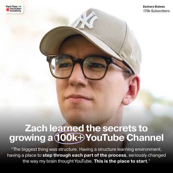 This ad features a testimonial from Zachary Staines, who has grown his YouTube channel to 170k subscribers. He attribute