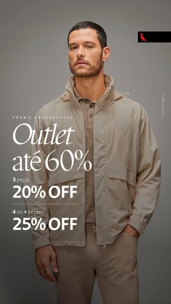 An image ad promotes the outlet sale event, advertising up to 60% off. When the customer purchases 3 items they will rec