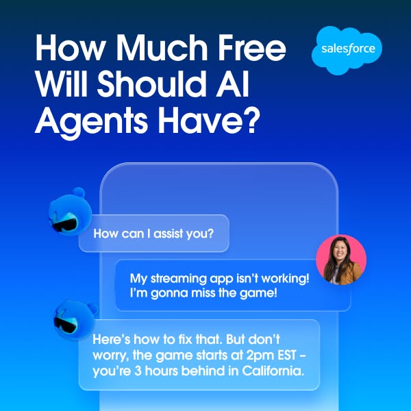 The ad is designed to engage viewers with a question about the optimal allocation of free AI agents, presented in a simu