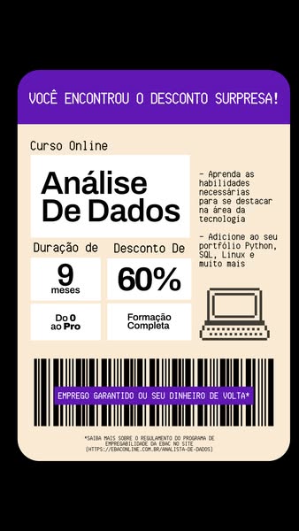 This image ad promotes an online data analysis course and highlights a 60% discount. It emphasizes that the course will 