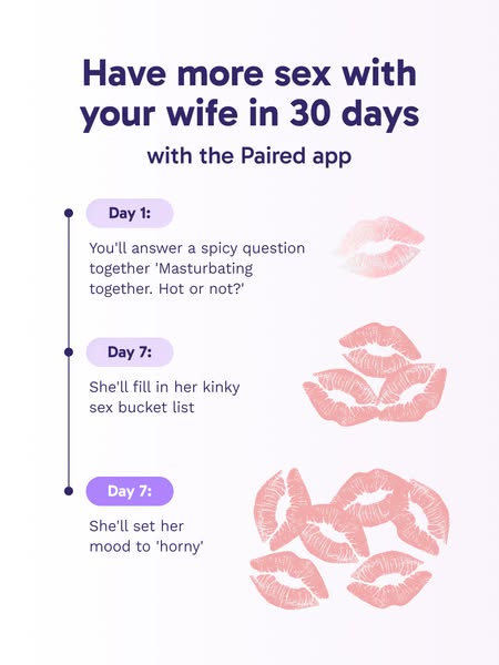 This ad for the Paired app showcases how the app will help users have more sex with their wives in 30 days.