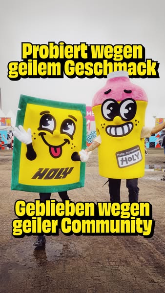 This ad uses the packaging of the Holy brand's products as a mascot, and implies that customers will 'stay' 