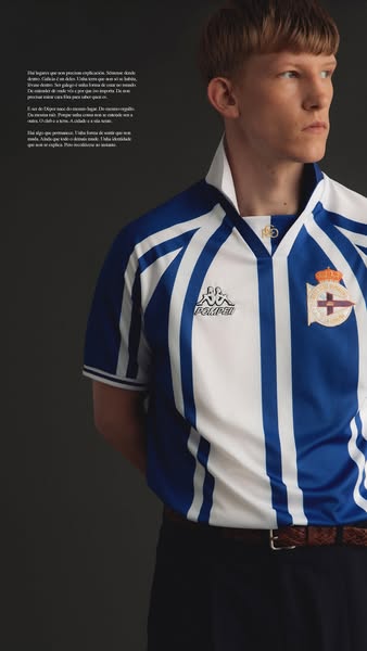 A Kappa soccer jersey is the focus of this ad, set against a minimalist grey backdrop. The ad's key message highligh