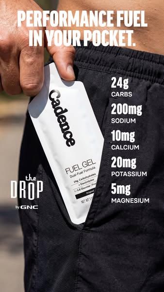 This ad for Cadence Fuel Gel features the tagline "Performance fuel in your pocket". The ad focuses on the pro