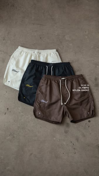 This ad is promoting nylon shorts and focuses on the new colors available. The ad is targeted towards men who are intere