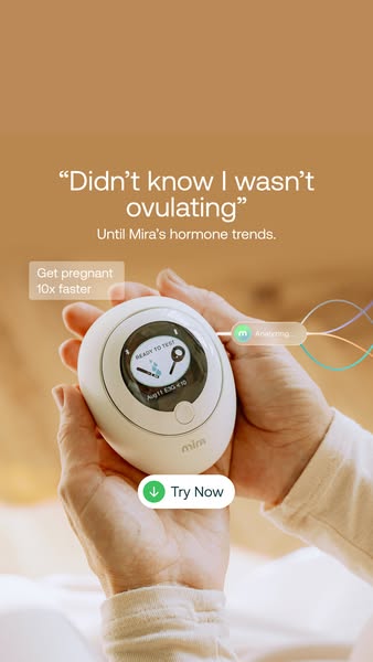 This image ad features the Mira product and highlights its ability to help users understand their ovulation patterns. Th