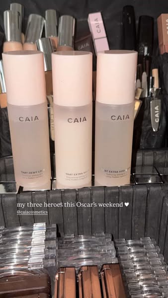 This image ad showcases the CAIA brand, highlighting three of their 'hero' products, which appear to be hydratin